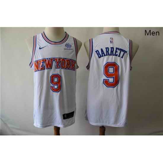 Knicks 9 R J  Barrett White Nike Swingman Jersey